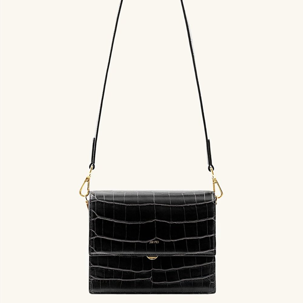 Je pei crossbody black croc bag